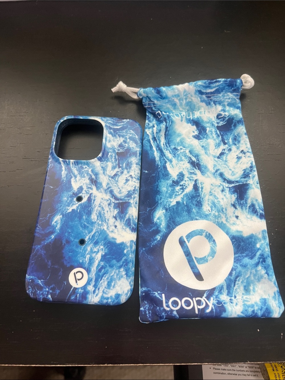 Loopy Case Blue Marble Phone Case with Matching Pouch 13 pro